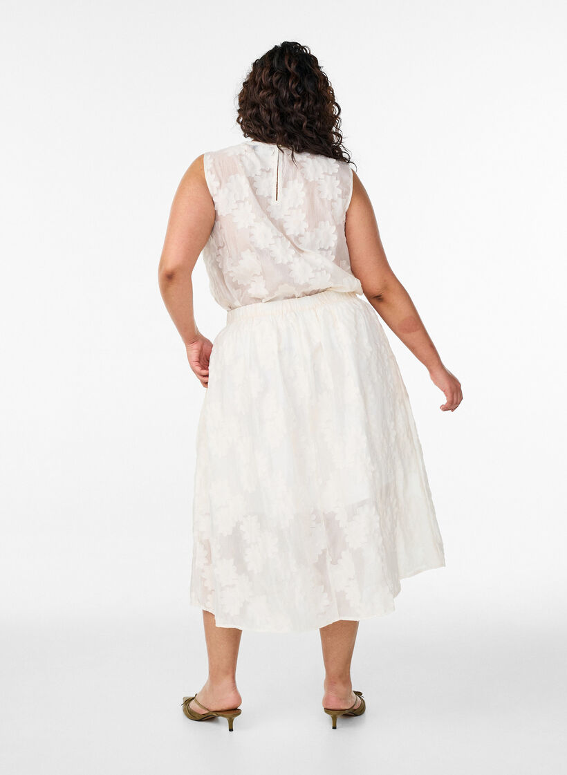 Floral jacquard midi skirt, Vanilla, Model image number 1