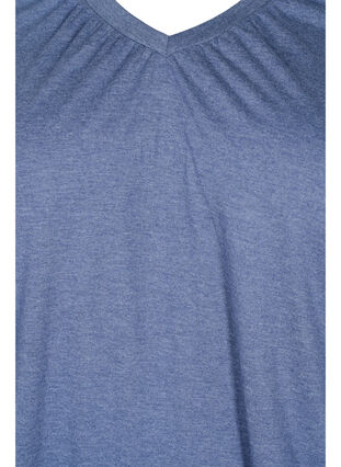 Melange top with long sleeves and v cutting, Vintage Indigo Mel., Packshot image number 2