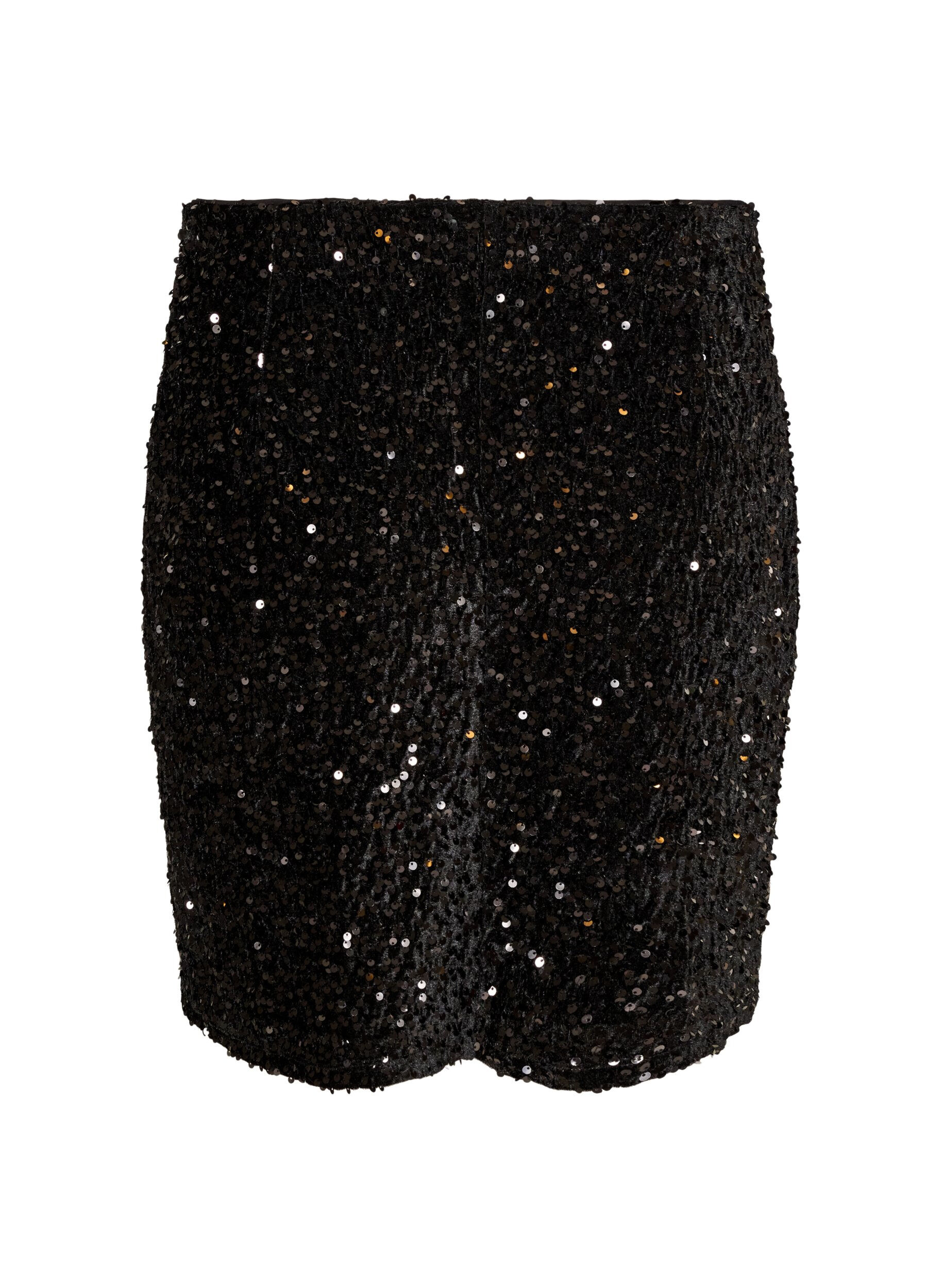 ZizzifashionShort sequin skirt, Black, Packshot image number 1