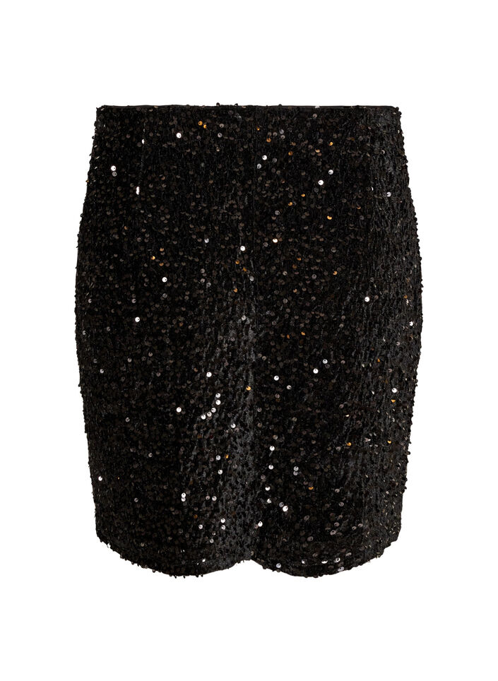 Short sequin skirt, Black, Packshot image number 1