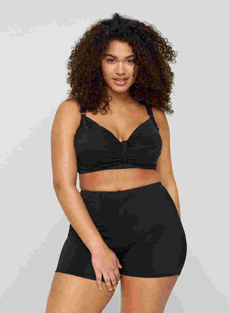 Bikini top with drape front, Black, Model image number 3