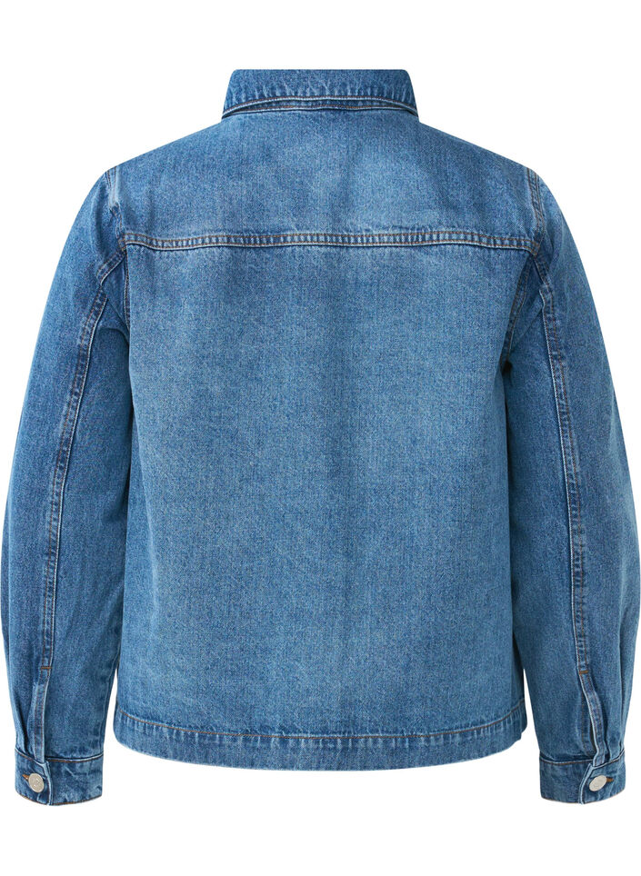 Denim shirt jacket with pockets, Blue Denim, Packshot image number 1
