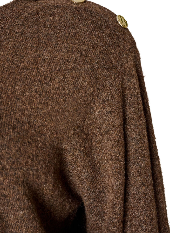 Knit blouse with button detail, Brown, Packshot image number 2