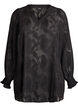 Tunic with a paisley texture and long sleeves, Black, Packshot image number 0