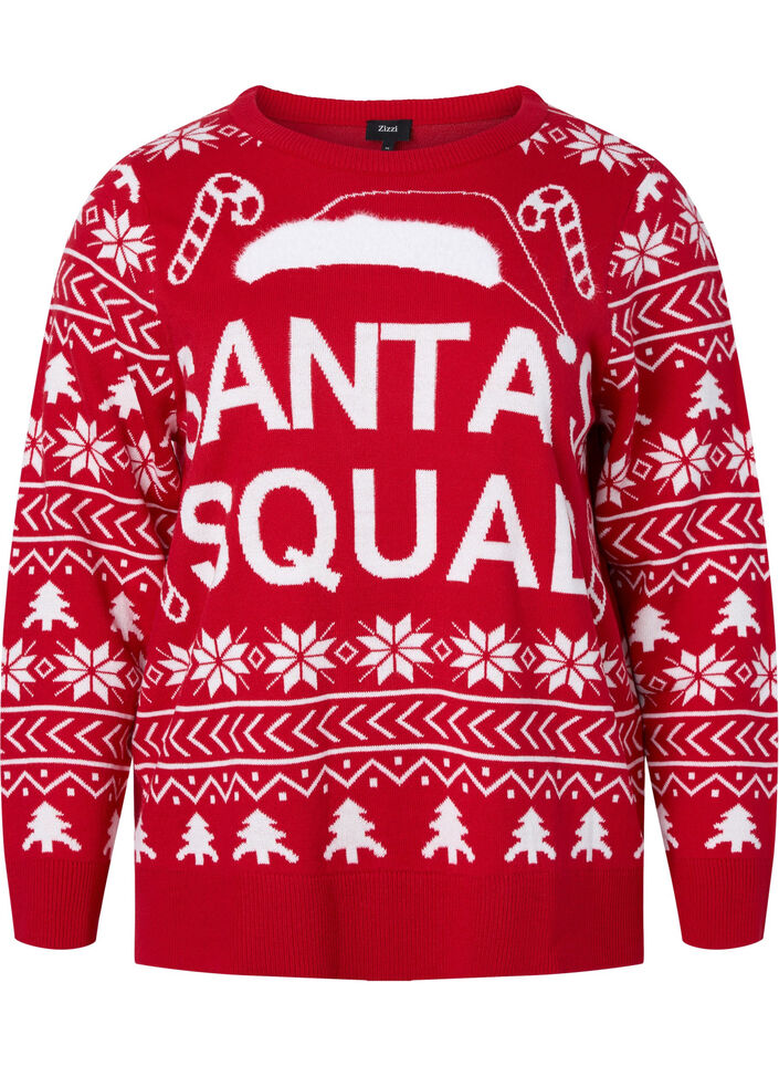 Pullover with Christmas pattern, Tango Red, Packshot image number 0