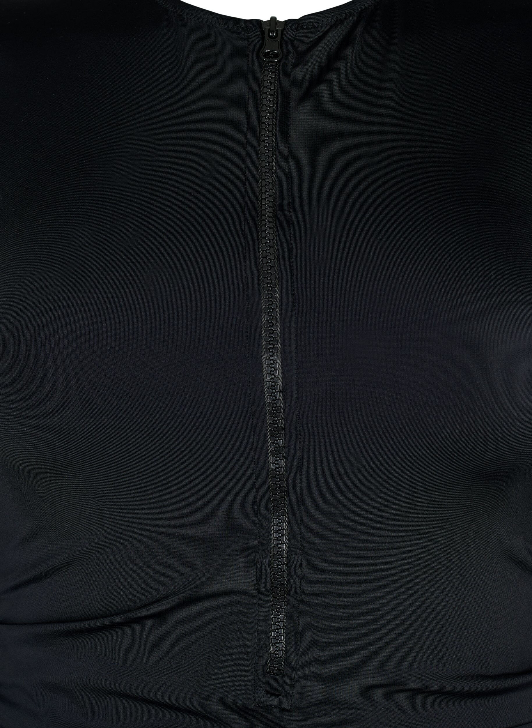 Zizzifashion Swimsuit with zipper and short sleeves, Black, Packshot image number 2