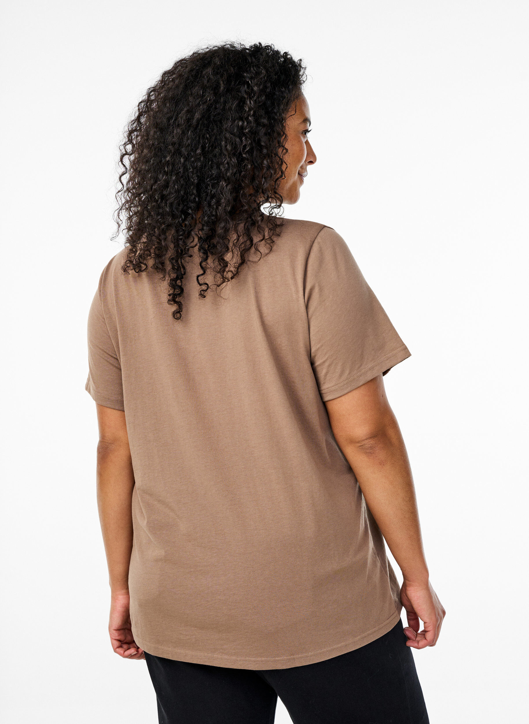 Zizzifashion V-neck T-shirt, Brown, Model image number 2