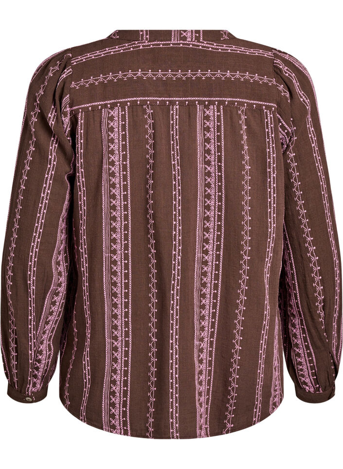 Blouse with embroidered pattern, Brown, Packshot image number 1