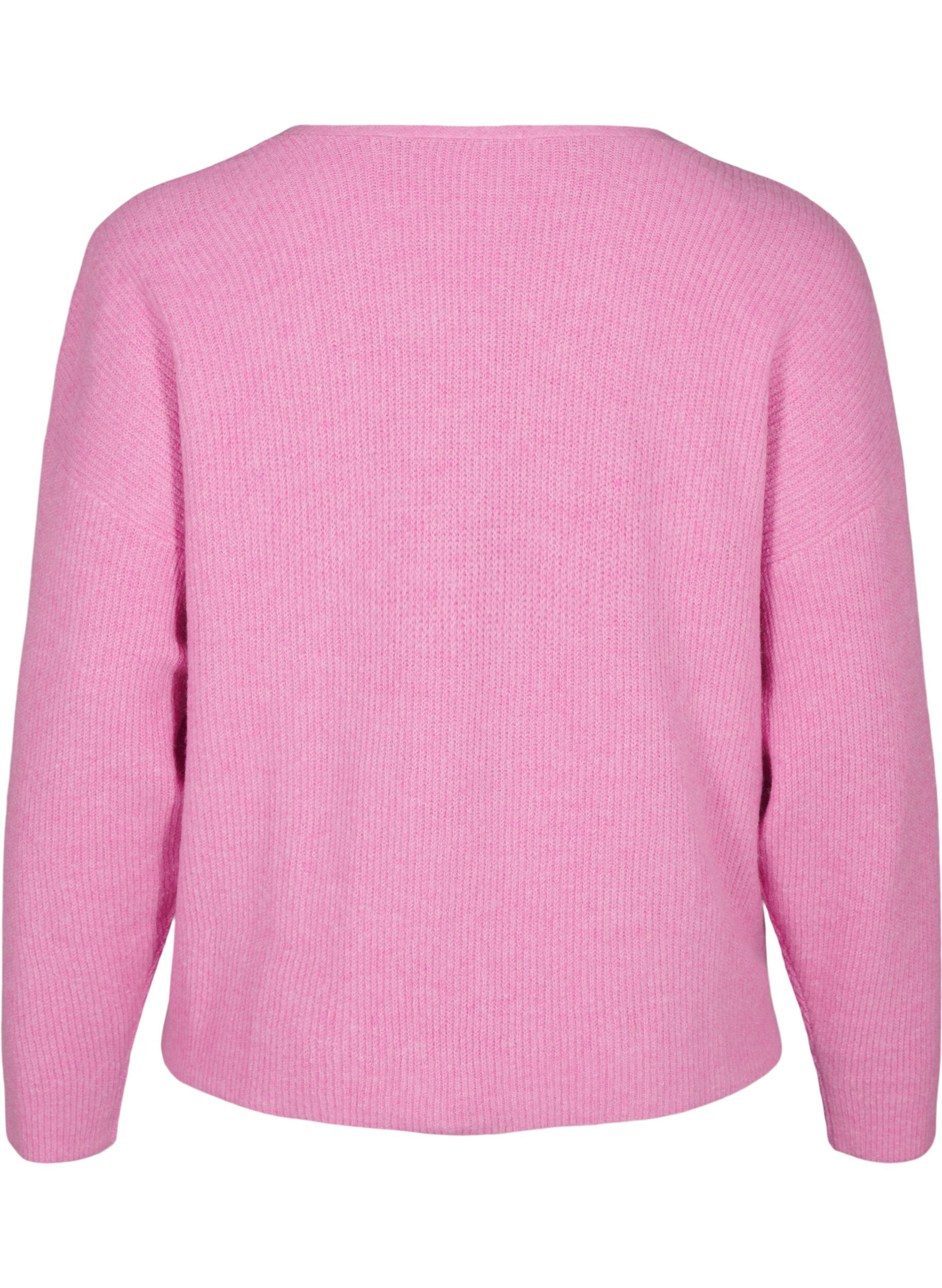 Zizzifashion Knitted cardigan with tie belt, Begonia Pink Mel., Packshot image number 1
