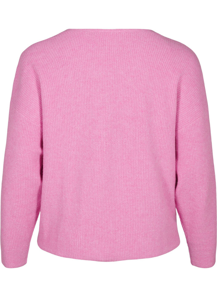 Knitted cardigan with tie belt, Begonia Pink Mel., Packshot image number 1