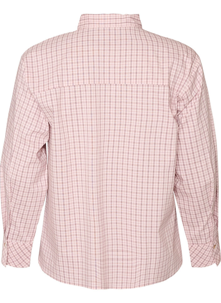 Loose checked shirt with a tie-belt, Rose, Packshot image number 1