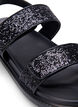 Wide fit glitter sandal with Velcro closure, Black, Packshot image number 3