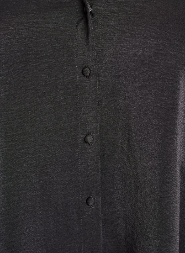Loose shirt with a v-neck and 3/4 sleeves, Black, Packshot image number 2