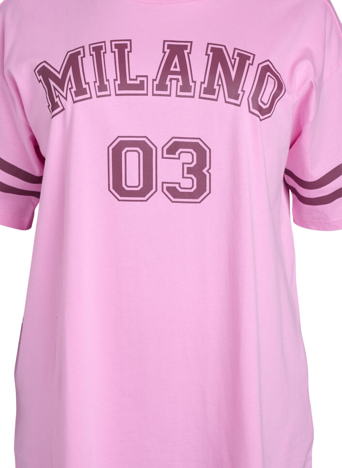 Sporty oversized college T-shirt, Pink, Packshot image number 2