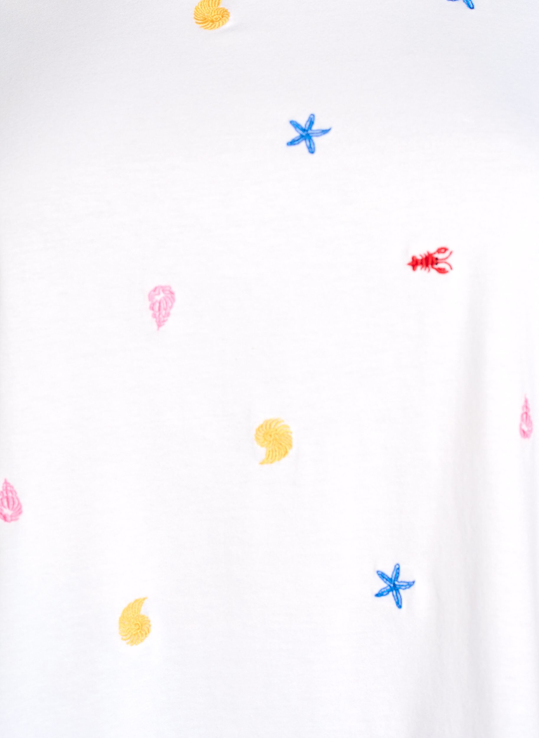 ZizzifashionT-shirt in organic cotton with embroidered motifs, White, Packshot image number 2