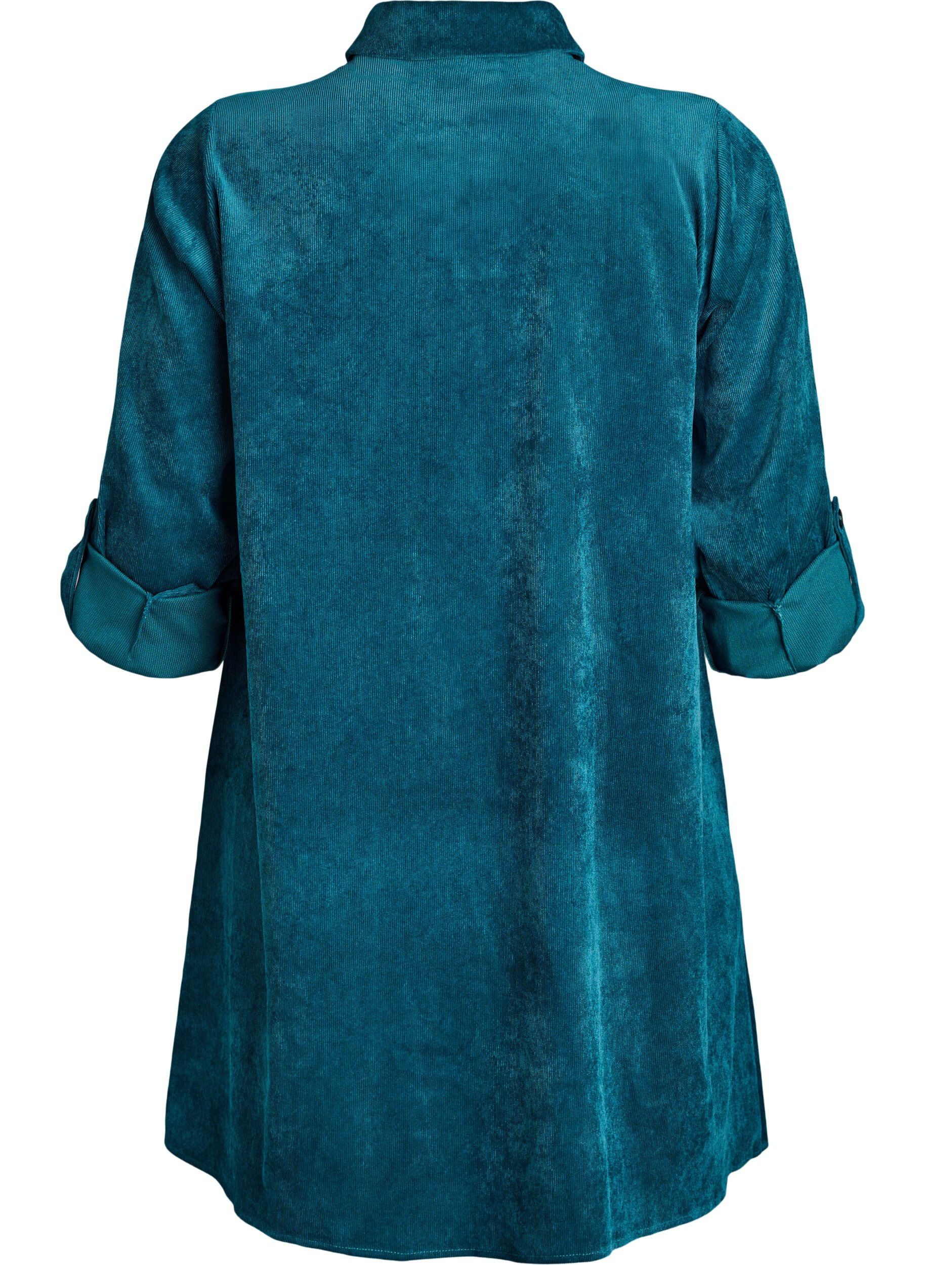 ZizzifashionCorduroy dress with zipper and 3/4 sleeves, Green, Packshot image number 1
