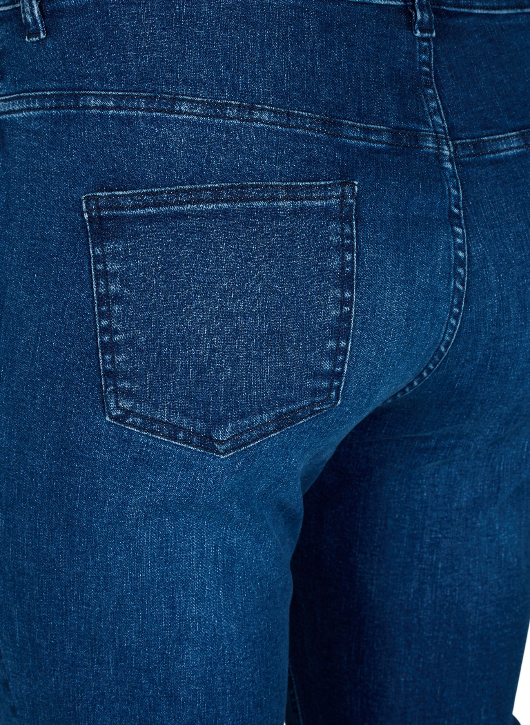 Zizzifashion Ellen bootcut jeans with raw edge, Blue denim, Packshot image number 3