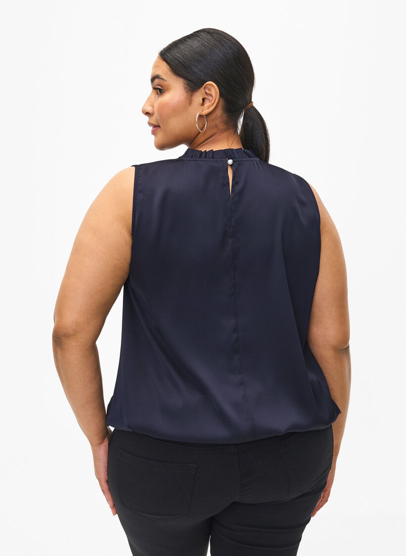 Sleeveless party top in satin, Night Sky, Model image number 1