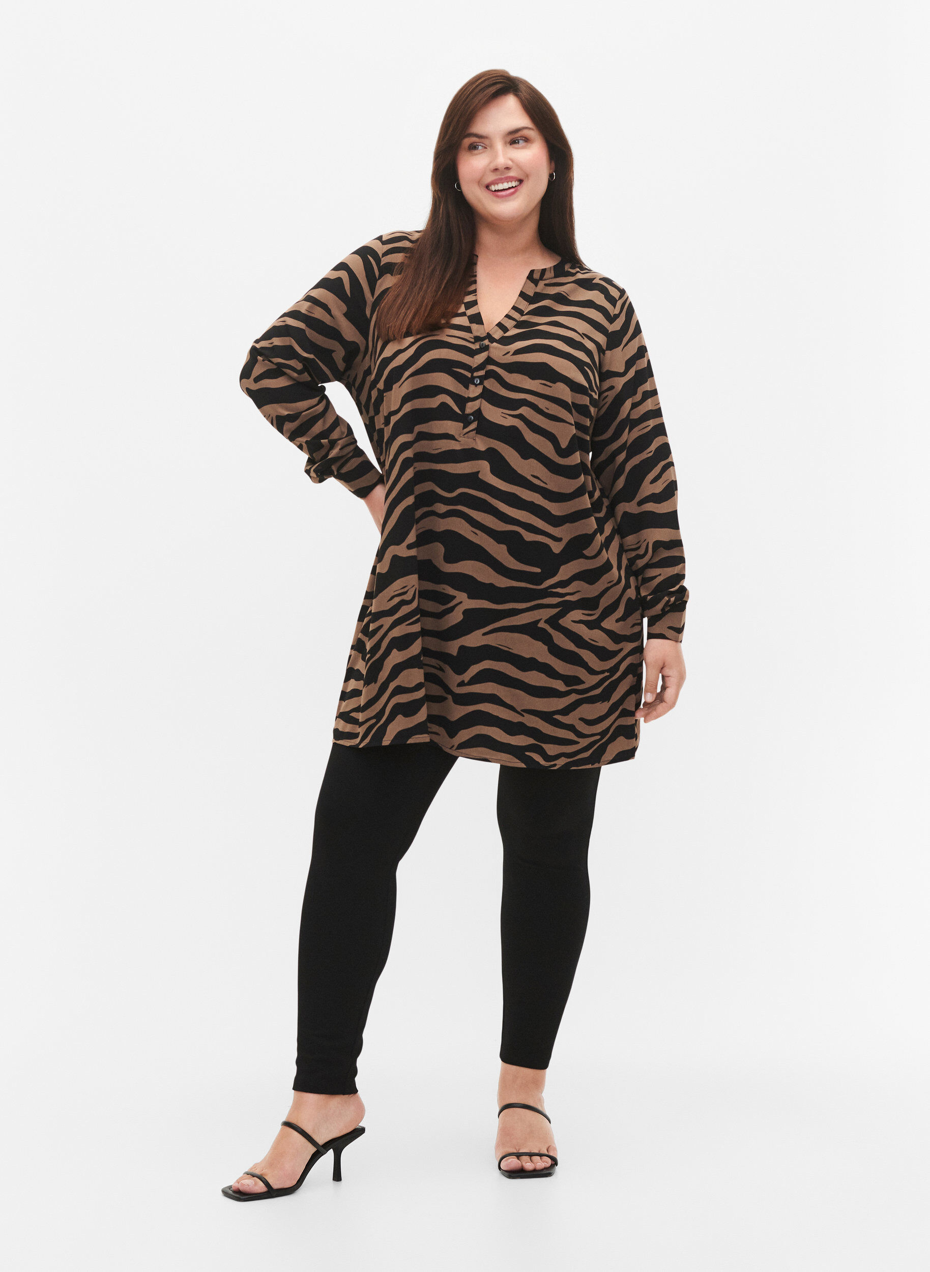 Zizzifashion Leggings with zips, Black, Model image number 0