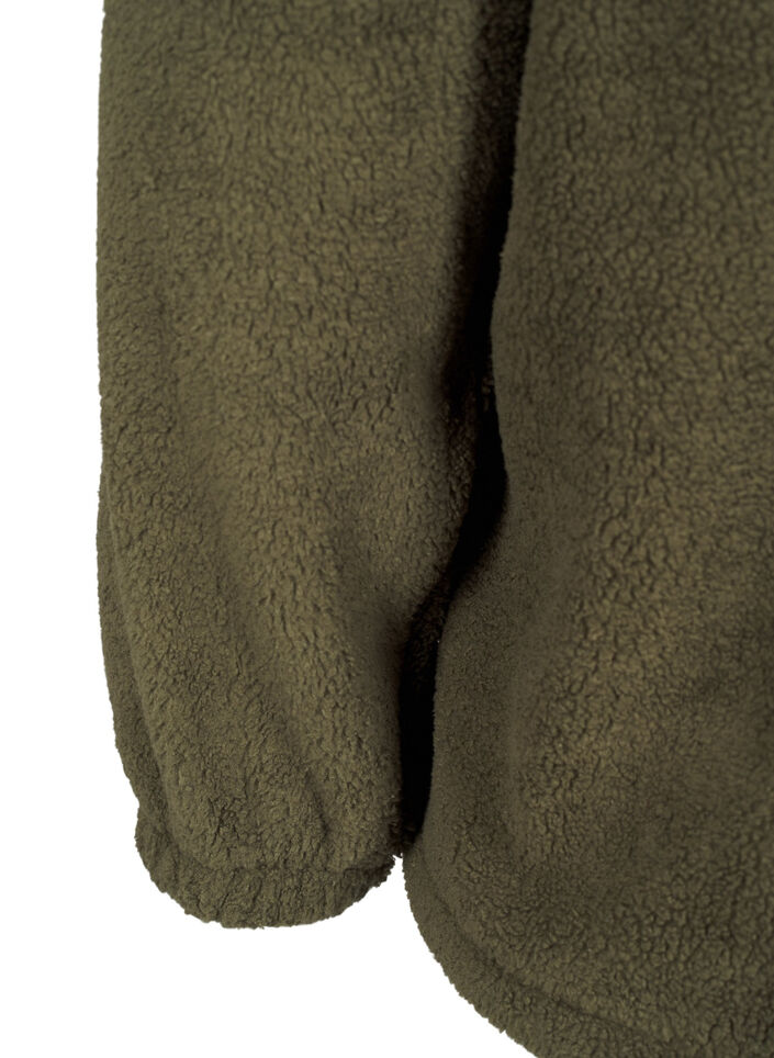 Loose teddy blouse with round neck, Forest Night, Packshot image number 3