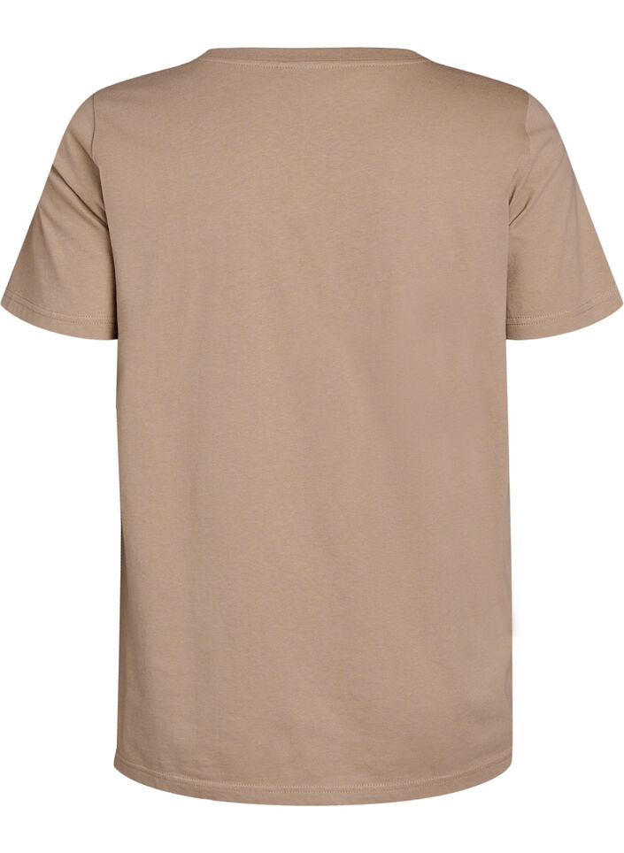 T-shirt with floral print detail, Beige, Packshot image number 1