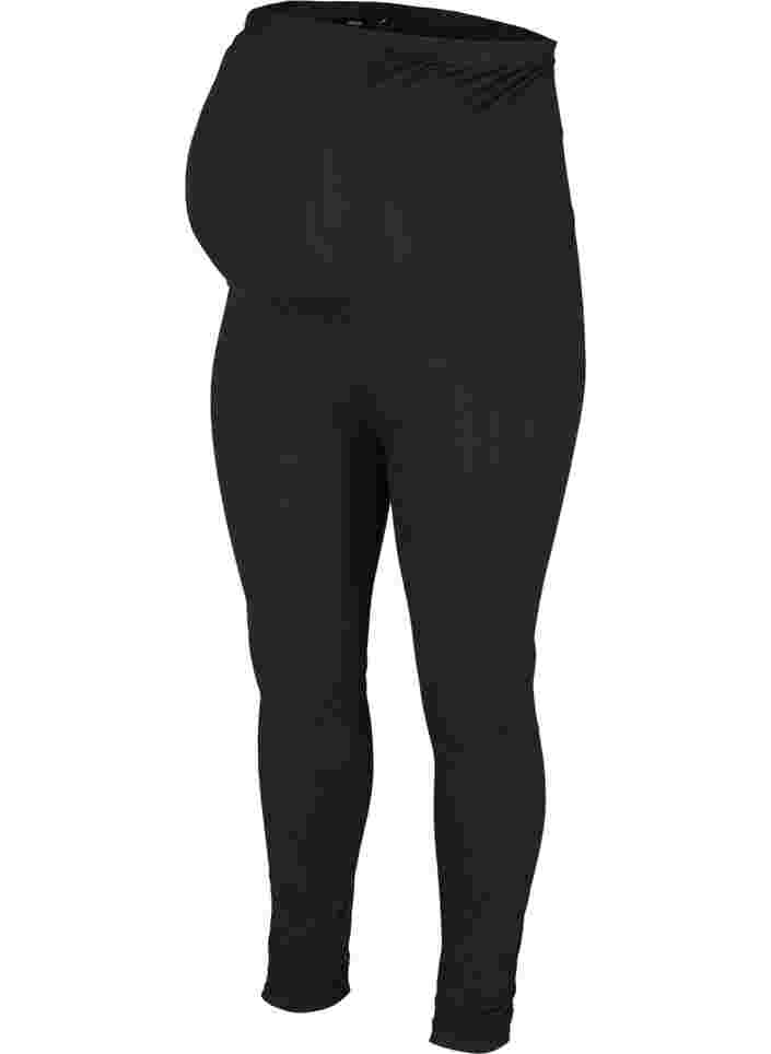 Maternity leggings in a cotton blend, Black, Packshot image number 0