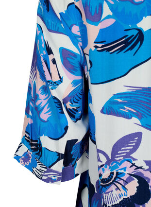 Viscose dress with print and half-length sleeves, Bright White AOP LE, Packshot image number 3