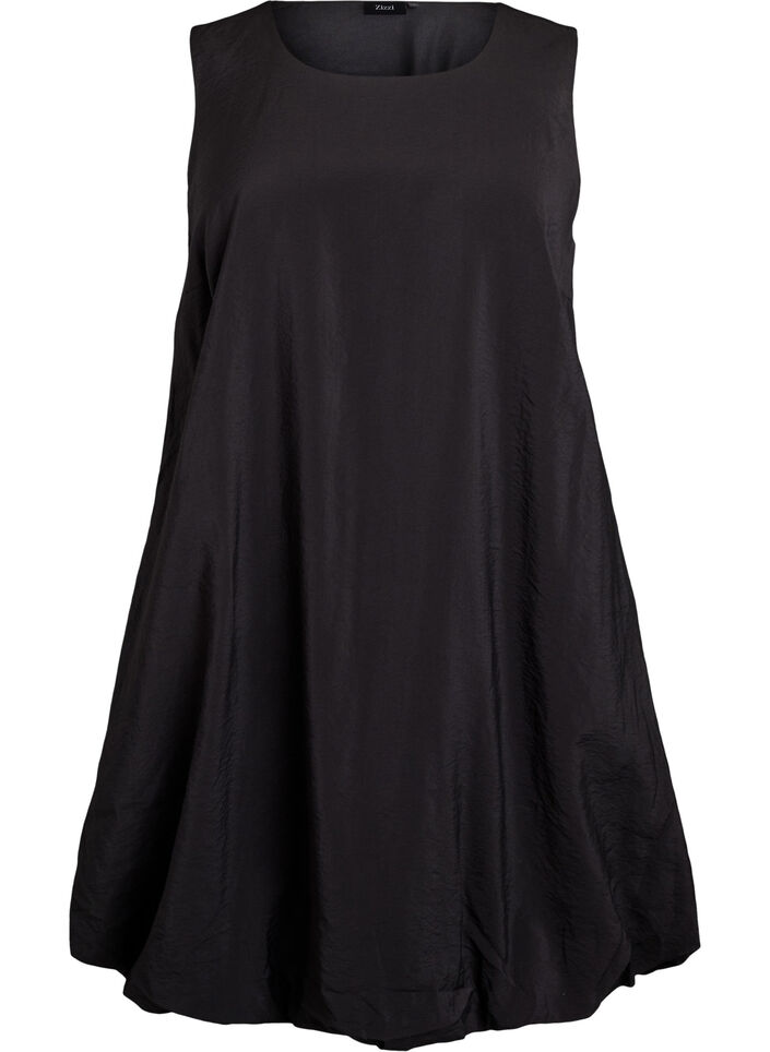 Knee-length balloon dress with pockets, Black, Packshot image number 0