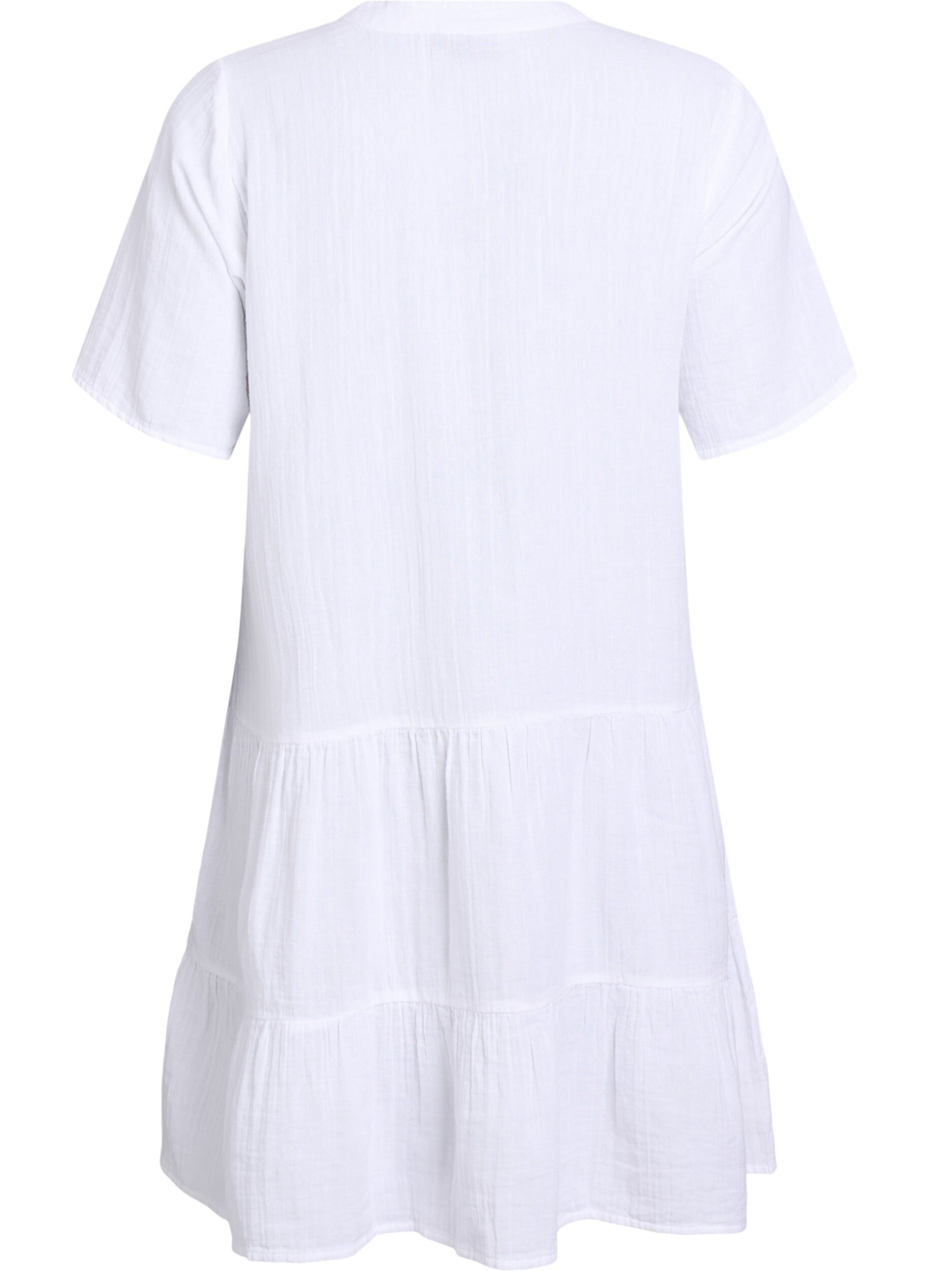 Zizzifashion Short dress in cotton muslin with a pattern, White, Packshot image number 1