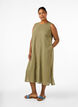 Sleeveless cotton blend dress with linen, Deep Lichen Green, Model image number 0