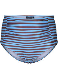 High-waisted bikini bottom with stripes, BlueBrown Stripe AOP, Packshot