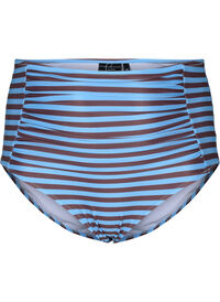 High-waisted bikini bottom with stripes