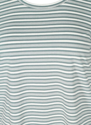 Striped T-shirt in cotton, Balsam Green w.Egret, Packshot image number 2