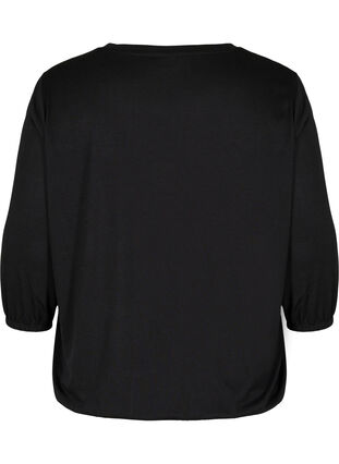 Plain blouse with 3/4 sleeves, Black, Packshot image number 1