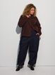 Teddy jacket with a round neck and buttons, Brown, Model image number 1