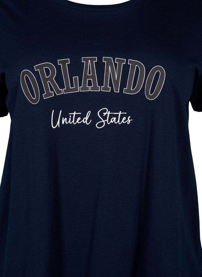 Cotton T-shirt with text, Navy B. Orlando, Packshot image number 2