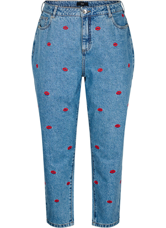Mille mom fit jeans with embroidery, Light Blue, Packshot image number 0