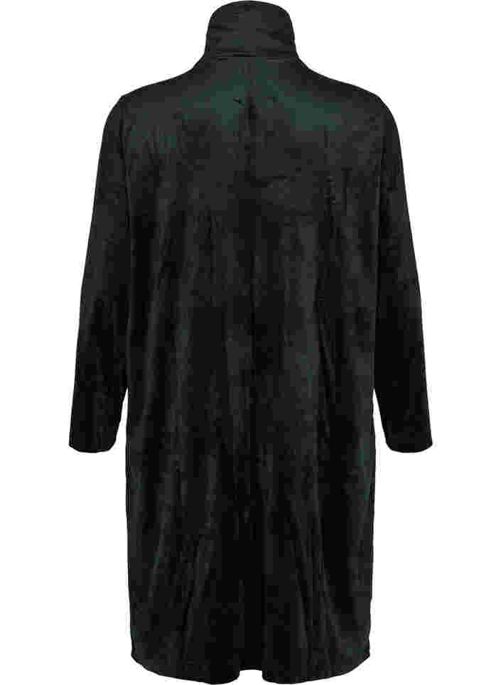 Velour robe with zip and pockets, Black, Packshot image number 1