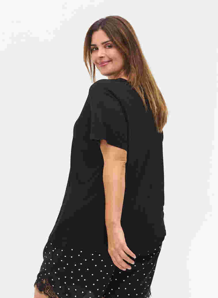 Viscose pyjama top, Black, Model image number 1