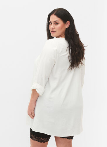 A-shape tunic with print, Bright White, Model image number 1