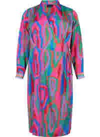 Printed wrap dress with long sleeves