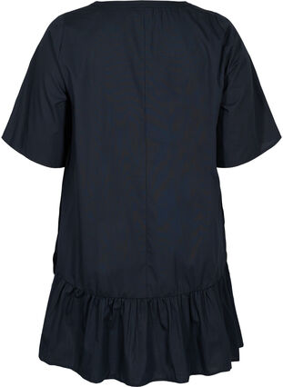 Short-sleeved A-line tunic in cotton, Black , Packshot image number 1