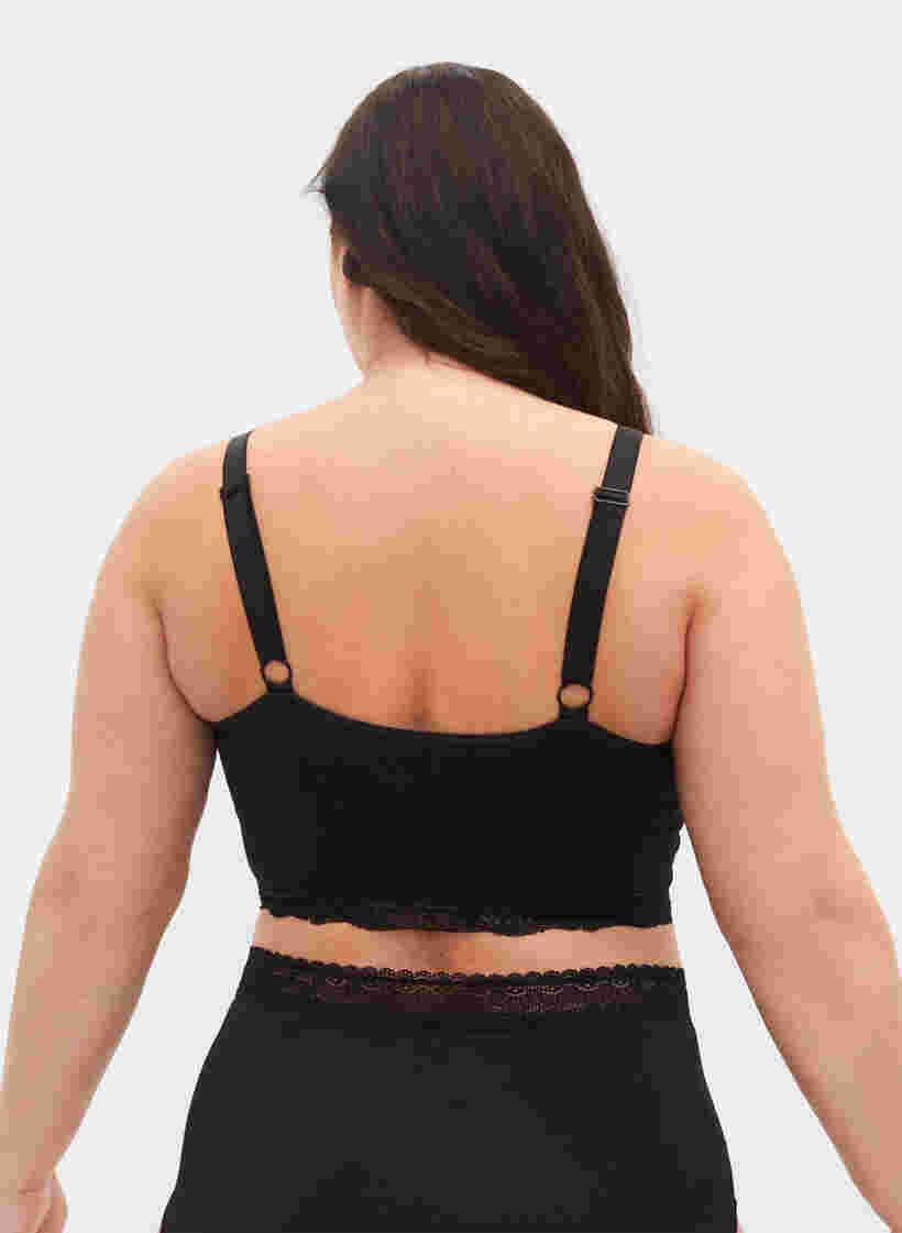 Soft bra with lace trim, Black, Model image number 1