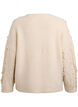 Knitted blouse with cable pattern and fringes, Beige, Packshot image number 1