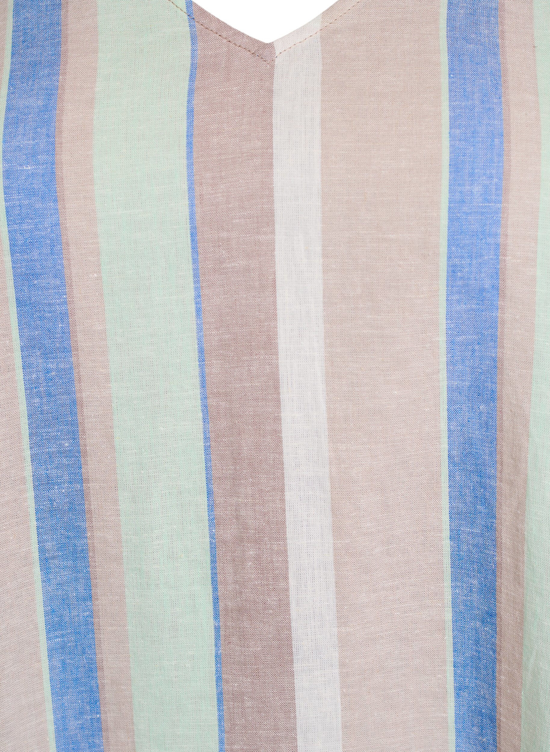 ZizzifashionShort dress in linen and viscose with 3/4 sleeves, Blue, Packshot image number 2