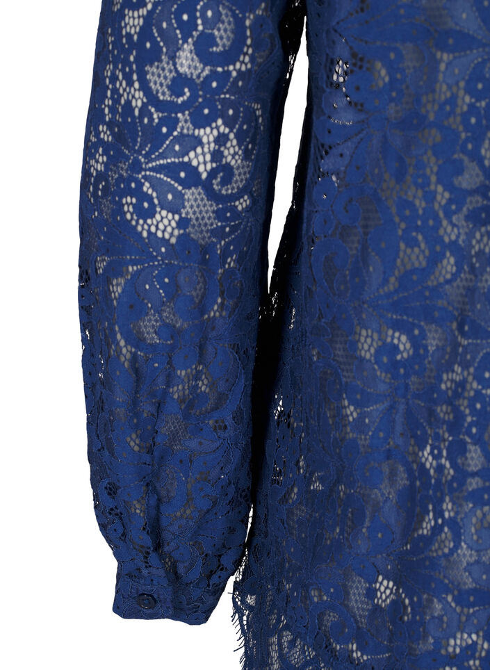 Lace blouse with bow detail, Estate Blue, Packshot image number 3