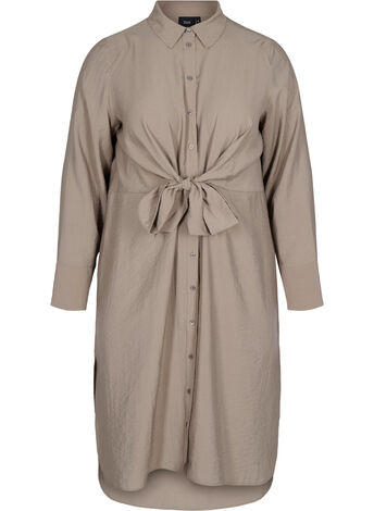 Shirt dress with binding detail and slit