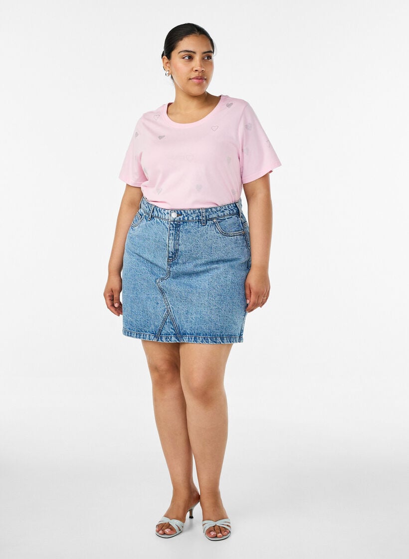 Organic cotton t-shirt with hearts, Rose, Model image number 1