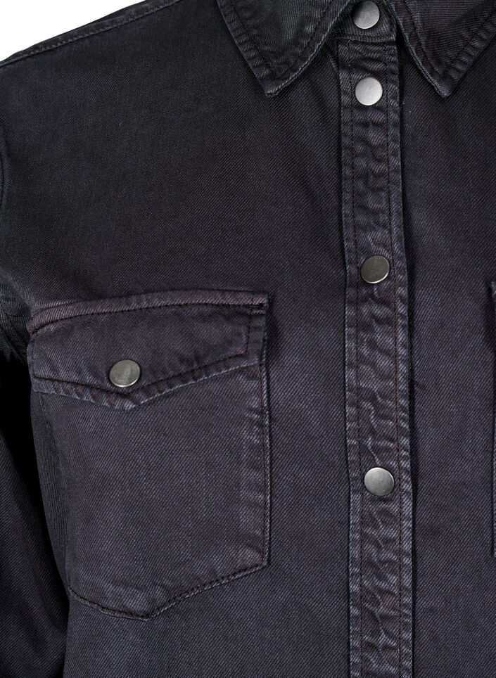 Denim shirt with chest pockets, Black, Packshot image number 2