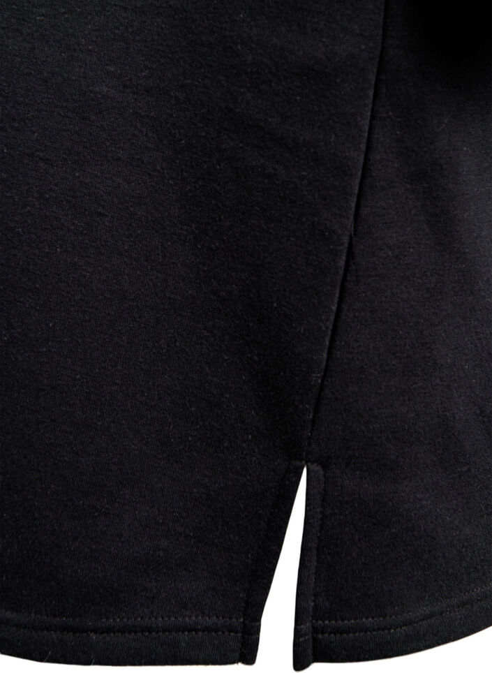 Knee-length sweat dress with fringes, Black, Packshot image number 3